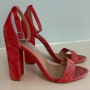 Steve Madden Carrson Salmon Pink Suede Block Heels